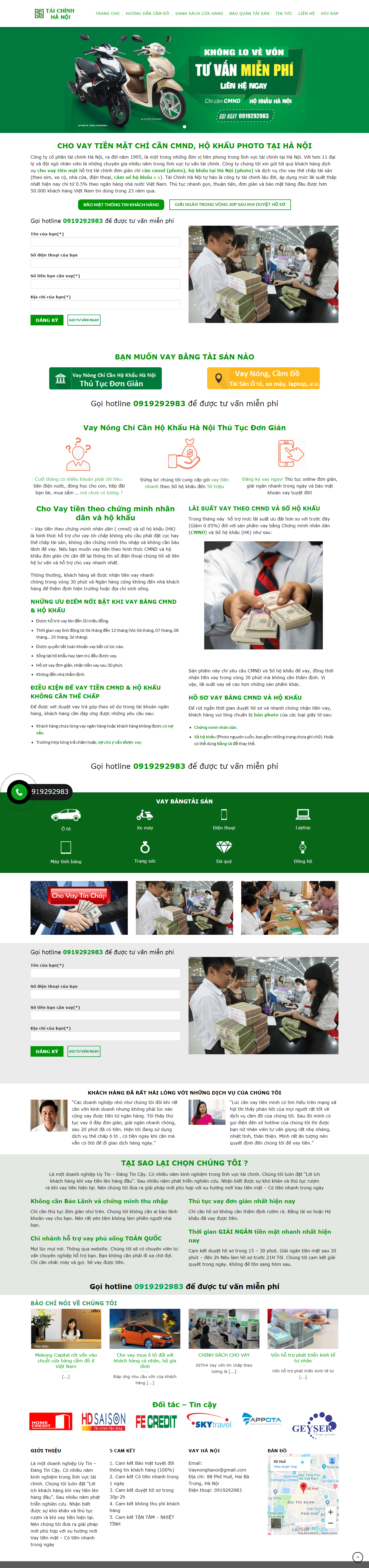 Thiết kế Web vay tín dụng vaynonghanoi.com