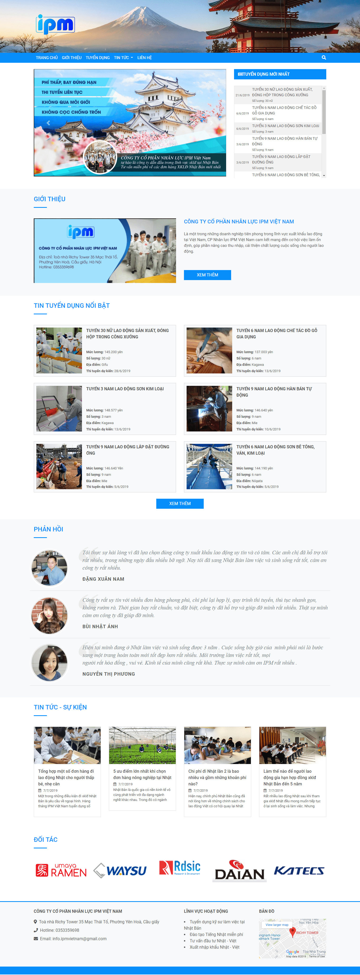 Thiết kế Web xuất khẩu lao động ipmvietnam.net