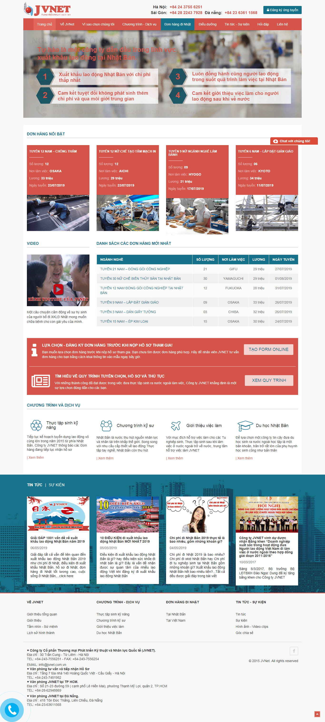 Thiết kế Web xuất khẩu lao động jvnet.vn