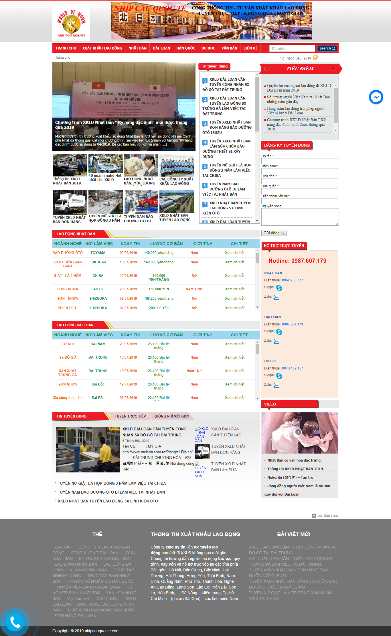Thiết kế Web xuất khẩu lao động nhipcauquocte.com