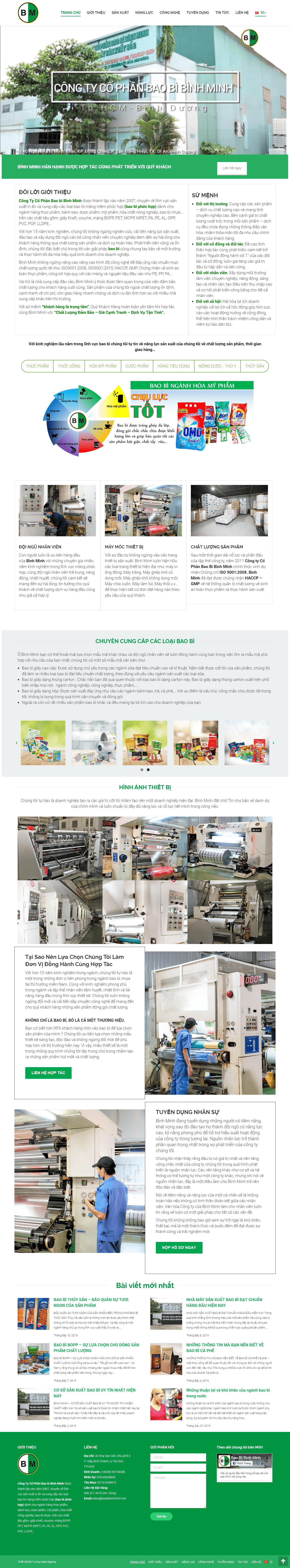 Thiết kế Web bao bì baobibinhminh.net