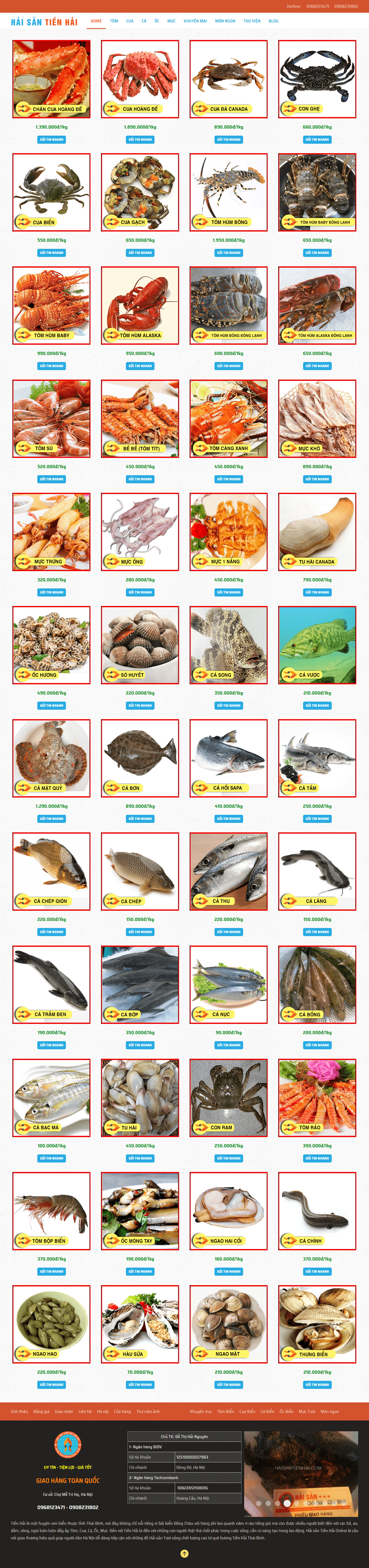 Thiết kế Web hải sản haisantienhai.com