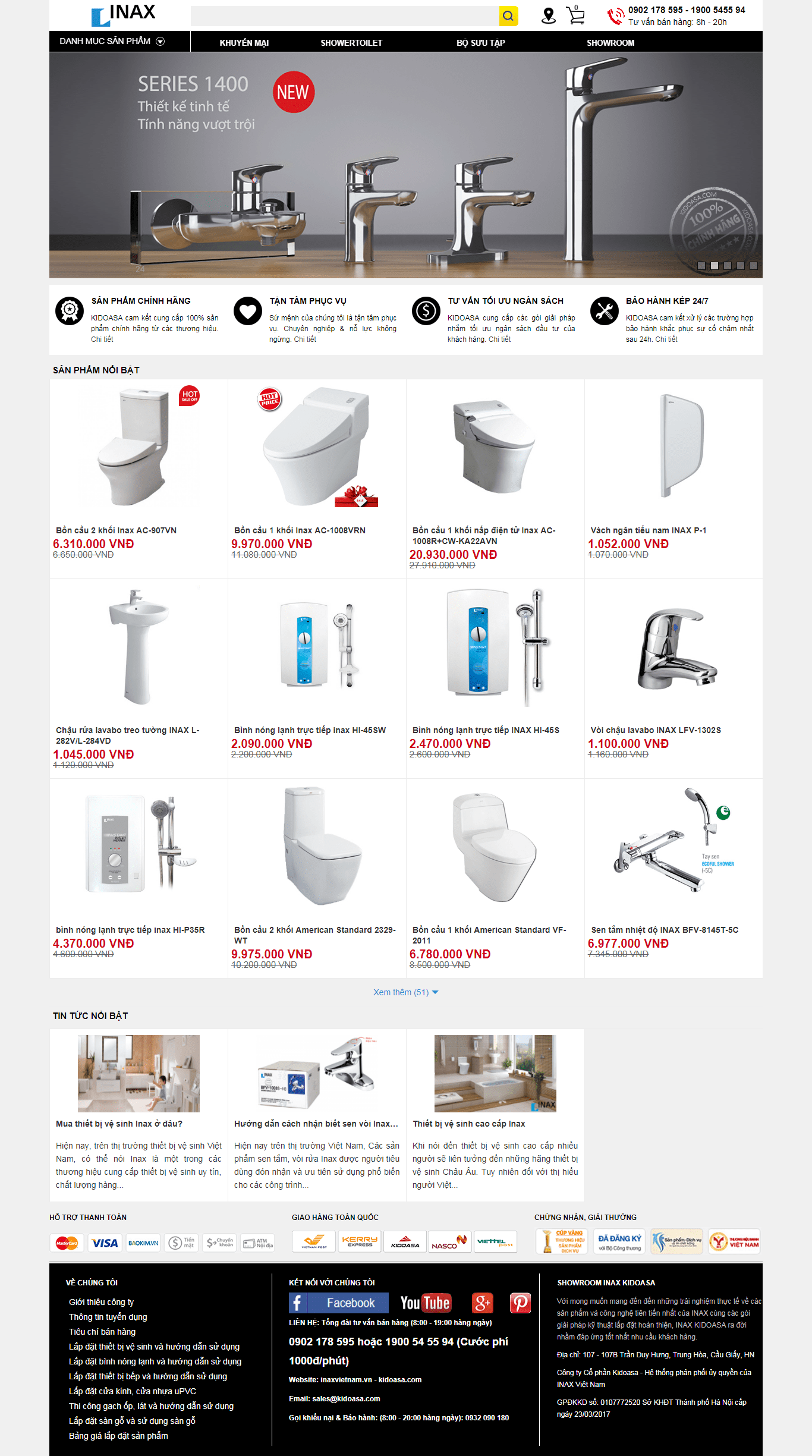 Thiết kế Web bán sen vòi inaxvietnam.vn
