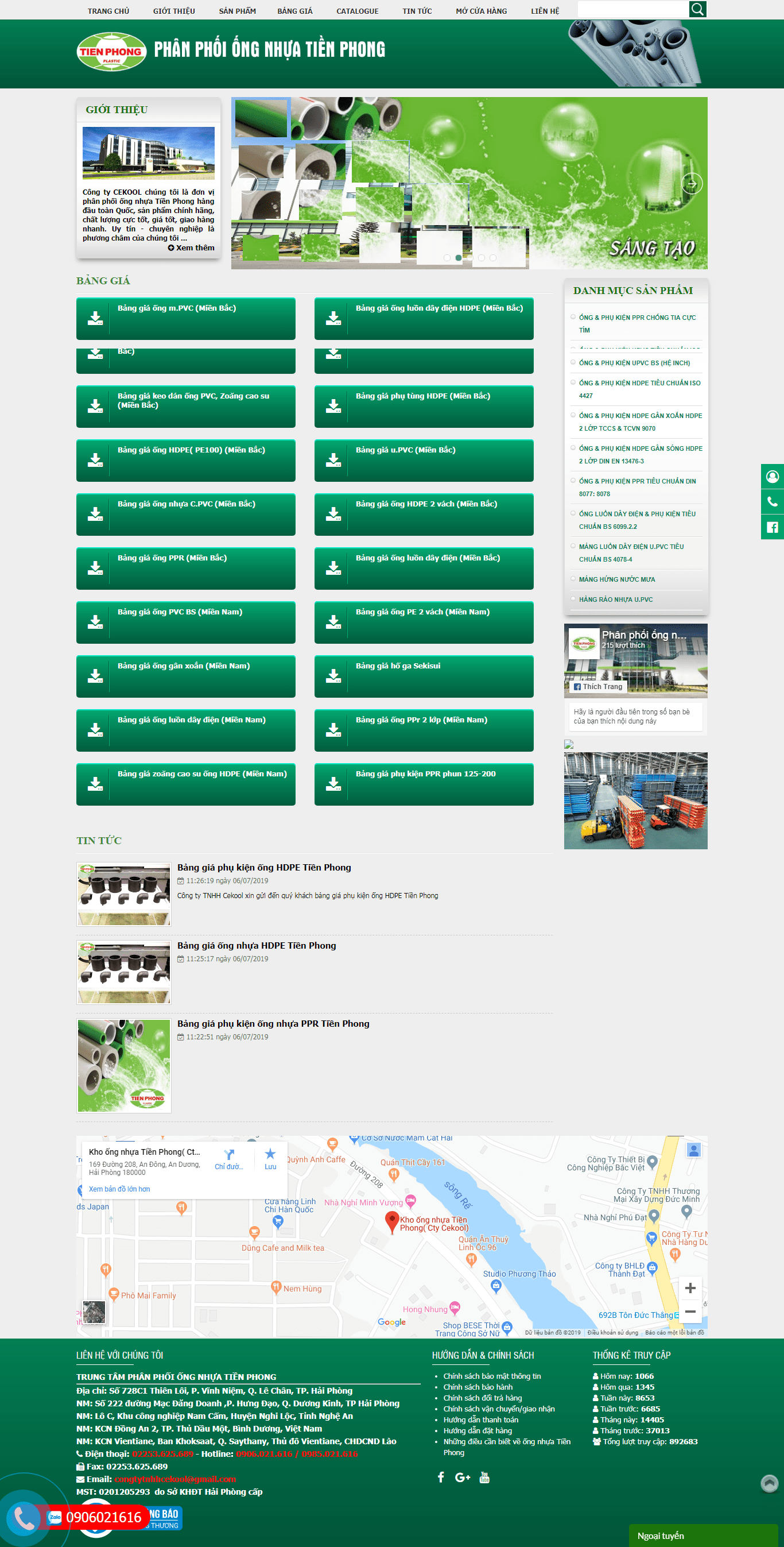 Thiết kế Web thiết bị vật tư phanphoiongnhuatienphong.vn