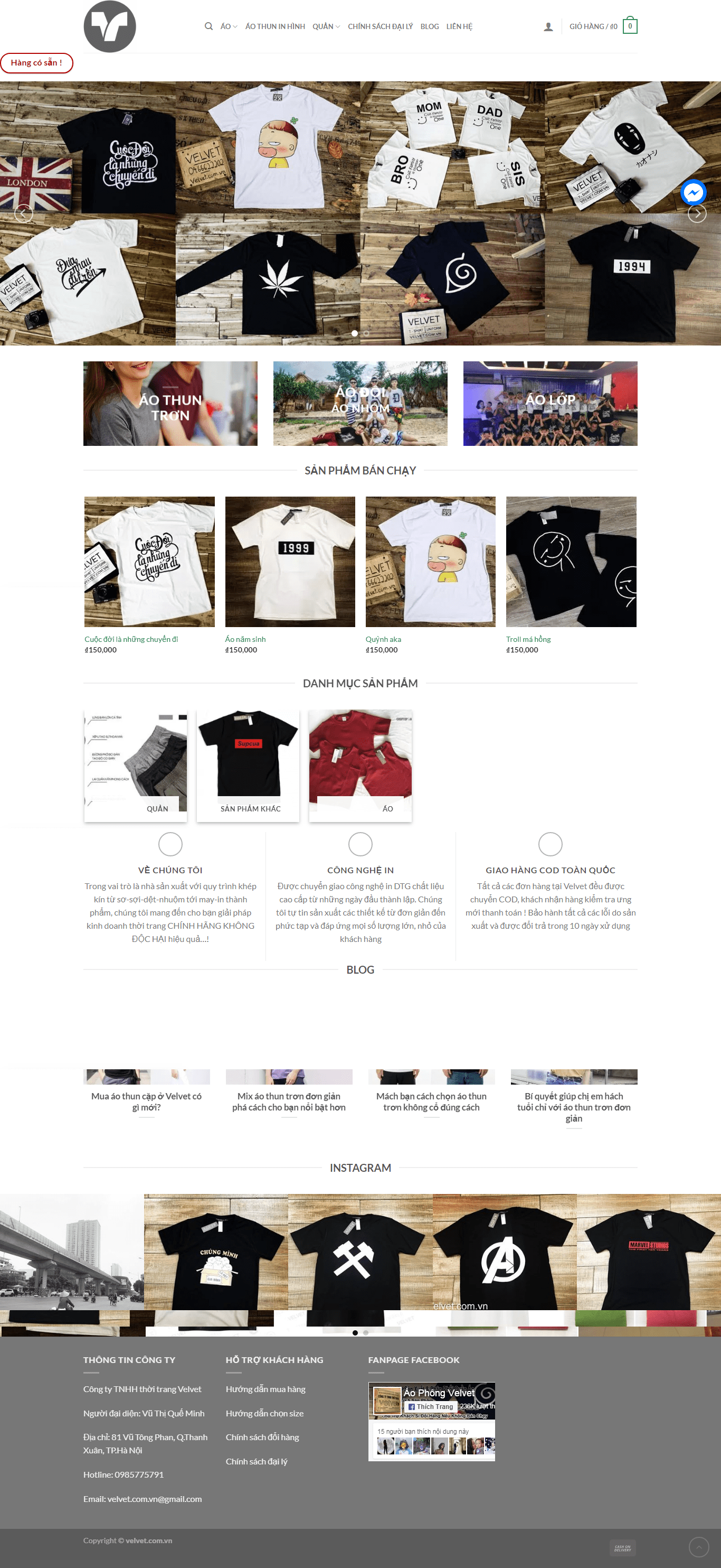 Thiết kế Web cửa hàng velvet.com.vn