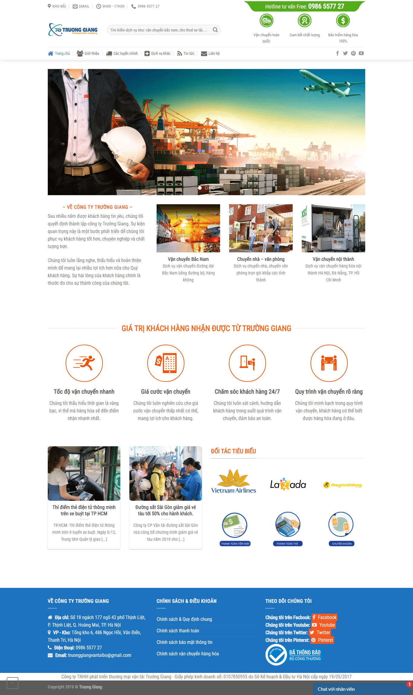 Thiết kế Web nhanh vantaitruonggiang.vn