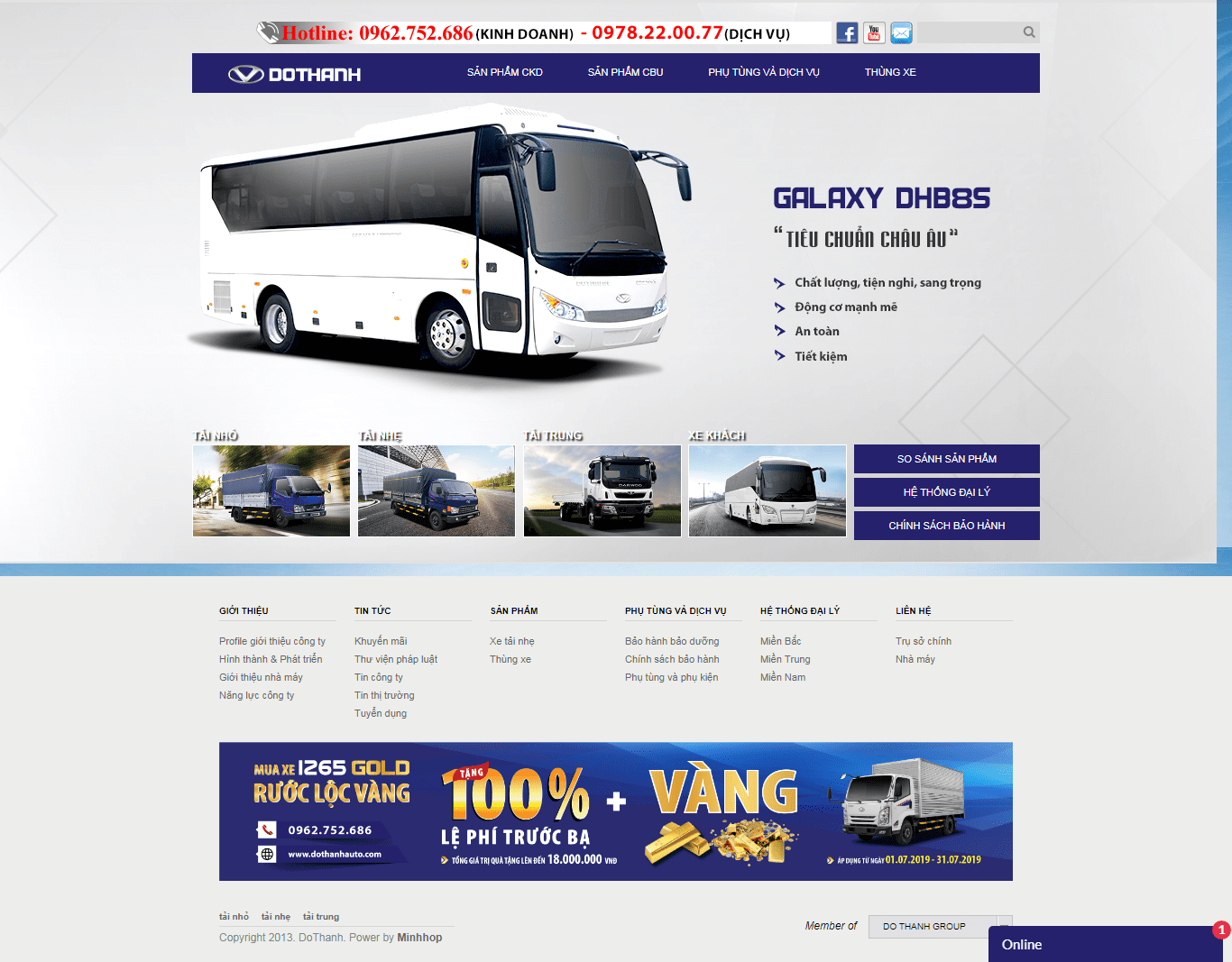 Thiết kế Web nhà máy dothanhauto.com