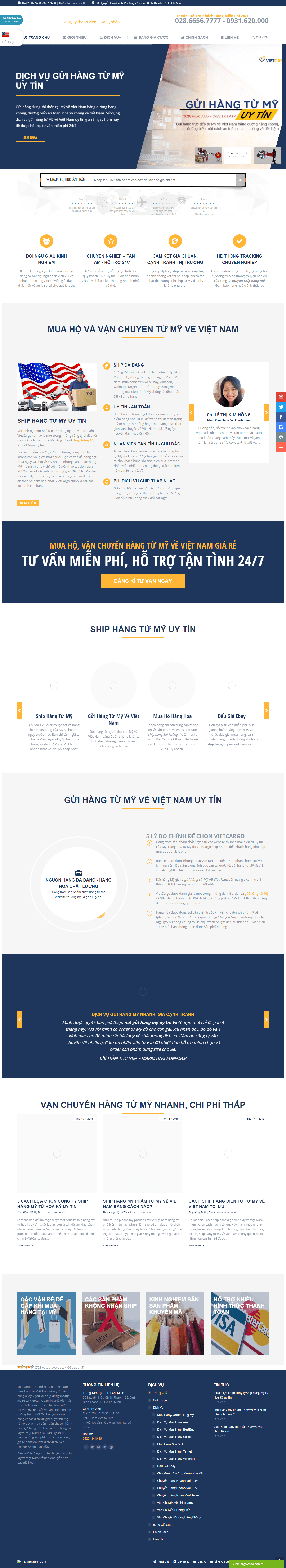 Thiết kế Web order hàng hóa vietcargo.vn