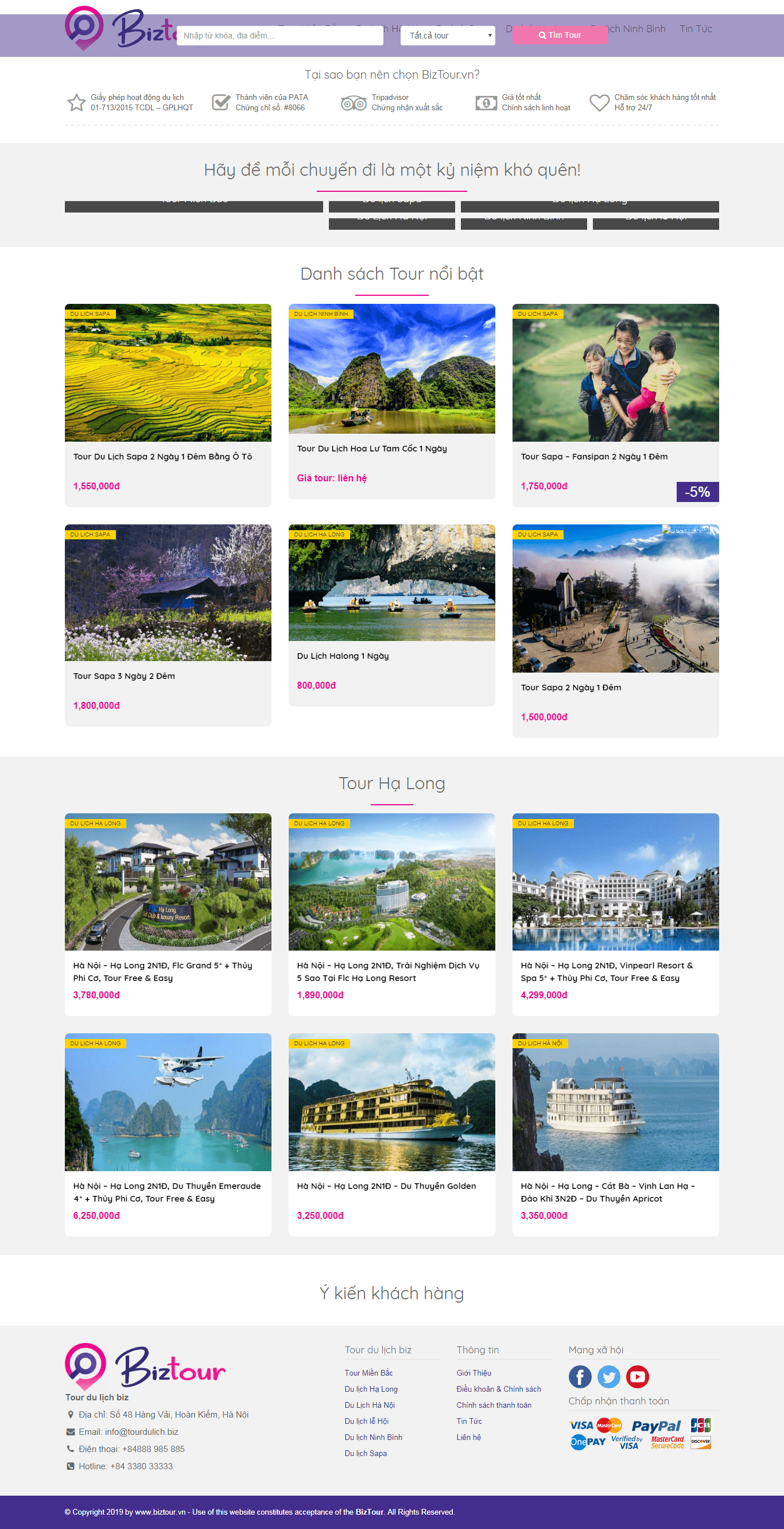 Thiết kế Web dịch vụ biztour.vn