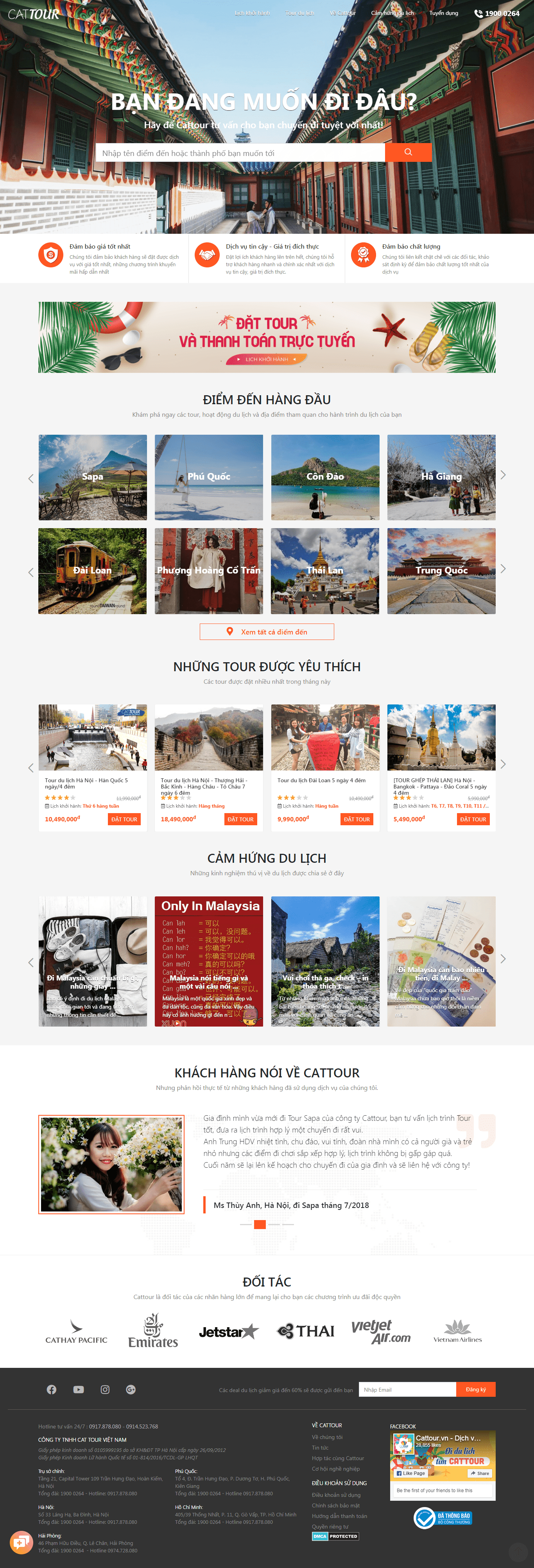 Thiết kế Web dịch vụ cattour.vn