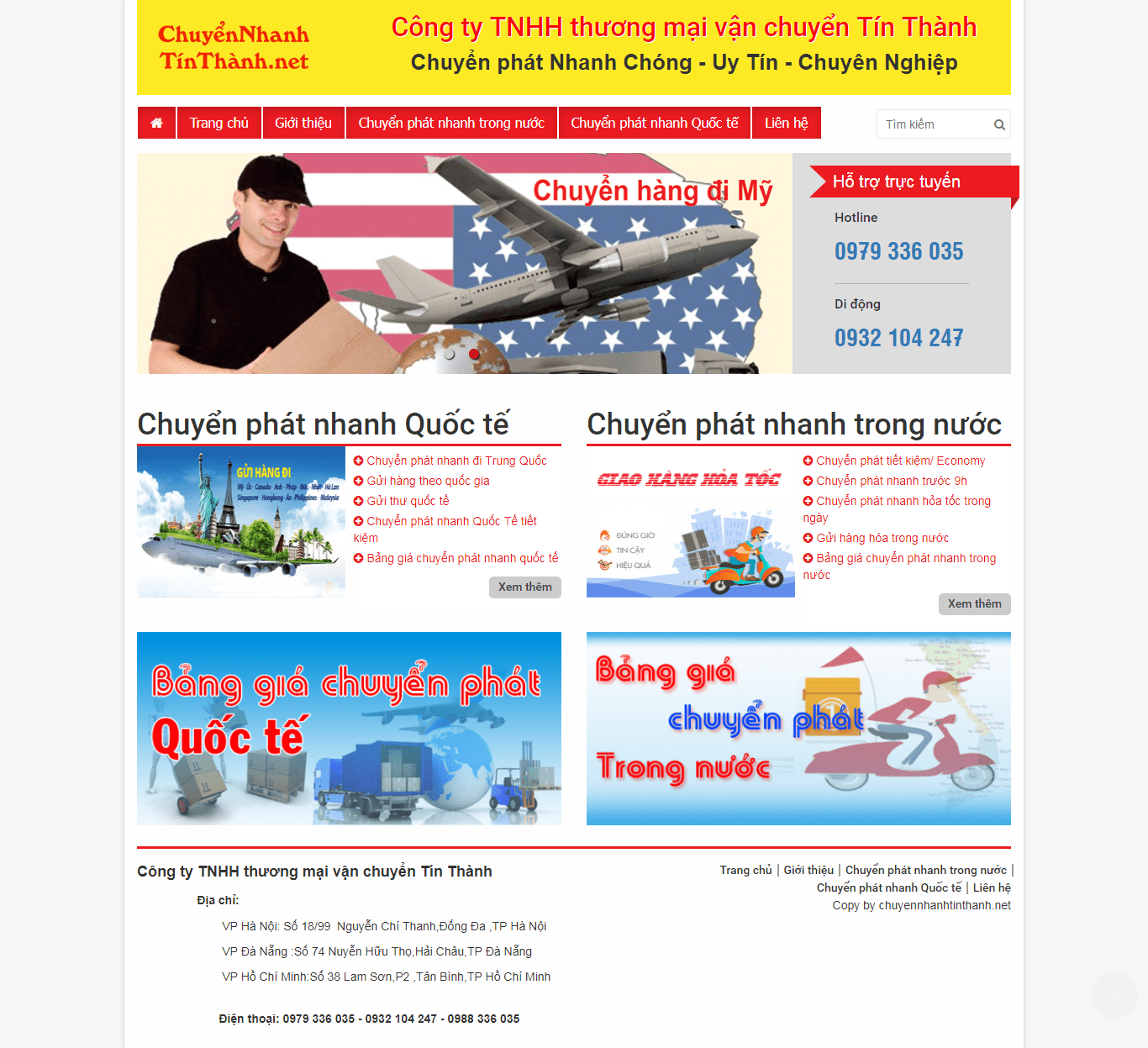 Thiết kế Web dịch vụ chuyennhanhtinthanh.net