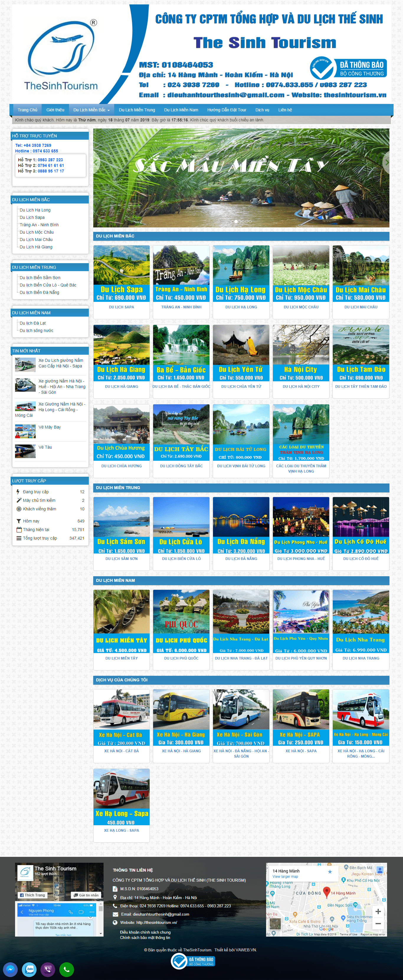 Thiết kế Web dịch vụ thesinhtourism.vn