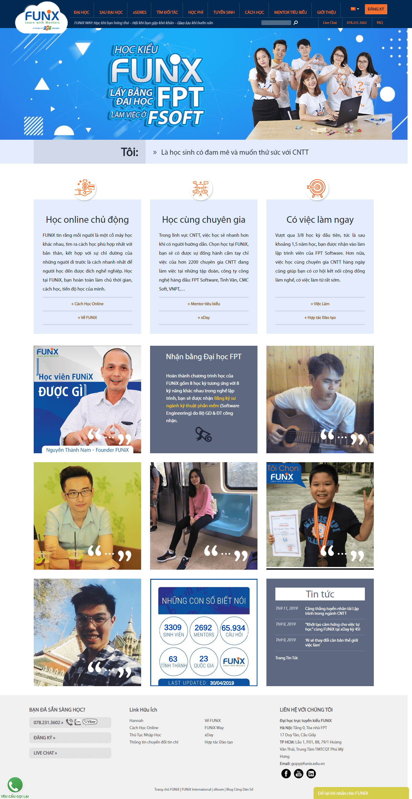 Thiết kế Web học trực tuyến funix.edu.vn