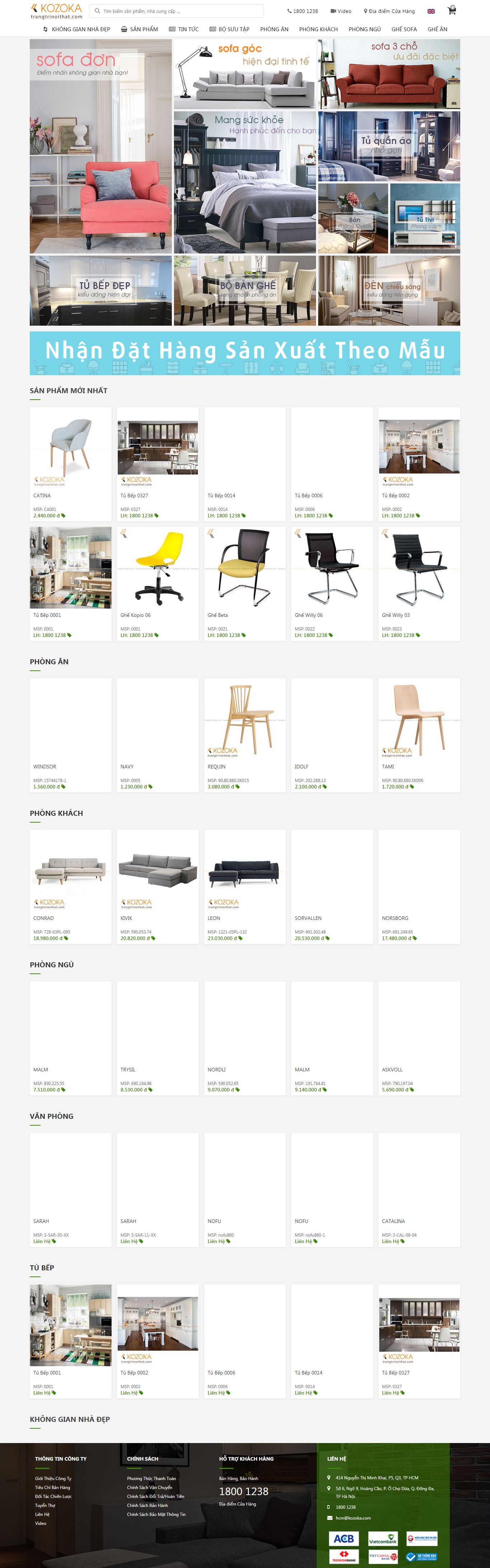 Thiết kế Web Đồ gỗ nội thất trangtrinoithat.com