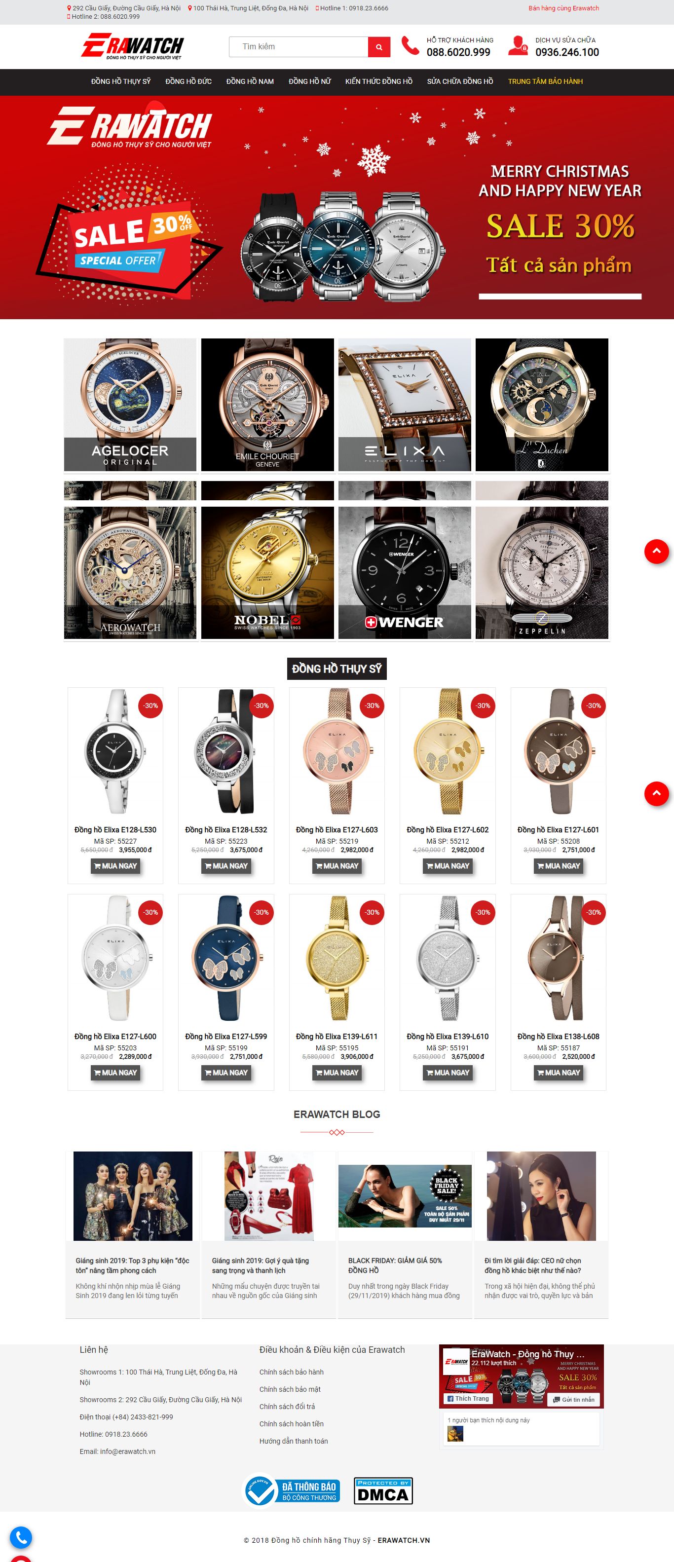 Thiết kế Web bán Đồng hồ erawatch.vn