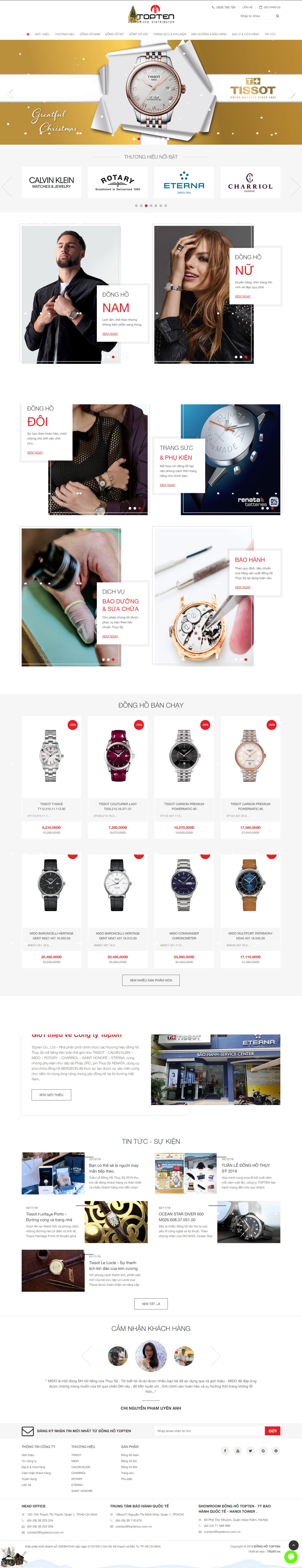 Thiết kế Web bán Đồng hồ toptenco.com.vn