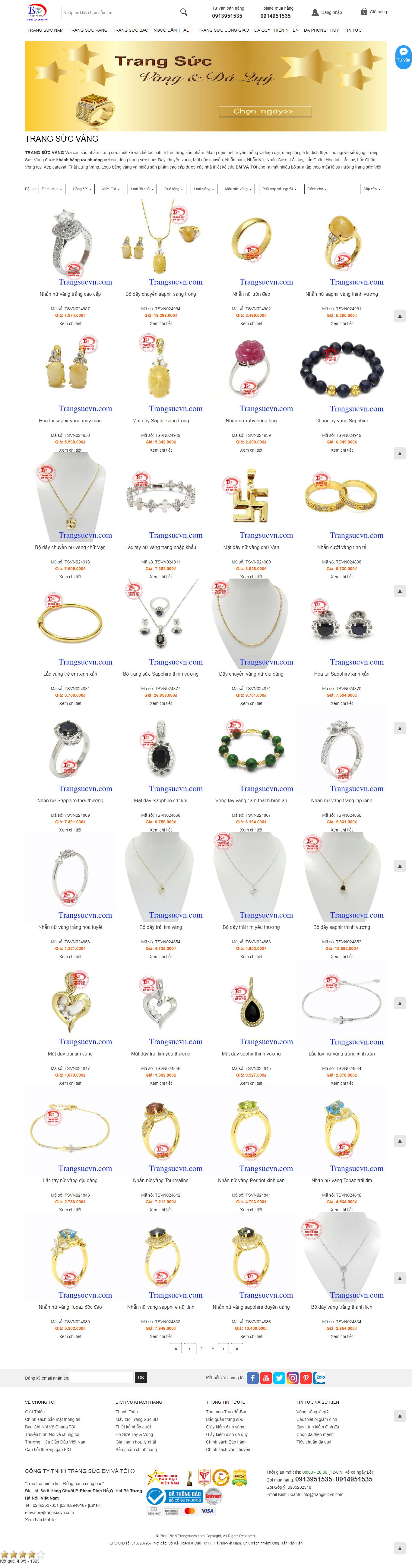 Thiết kế Web vàng bạc trang sức trangsucvn.com
