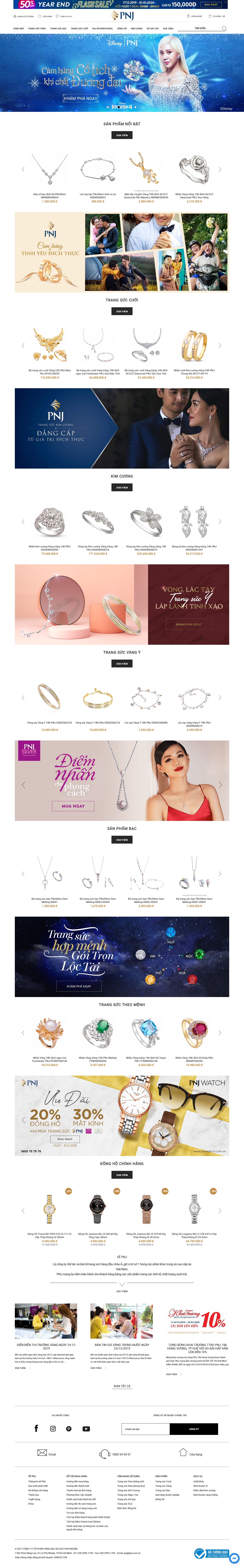 Thiết kế Web vàng bạc trang sức pnj.com.vn