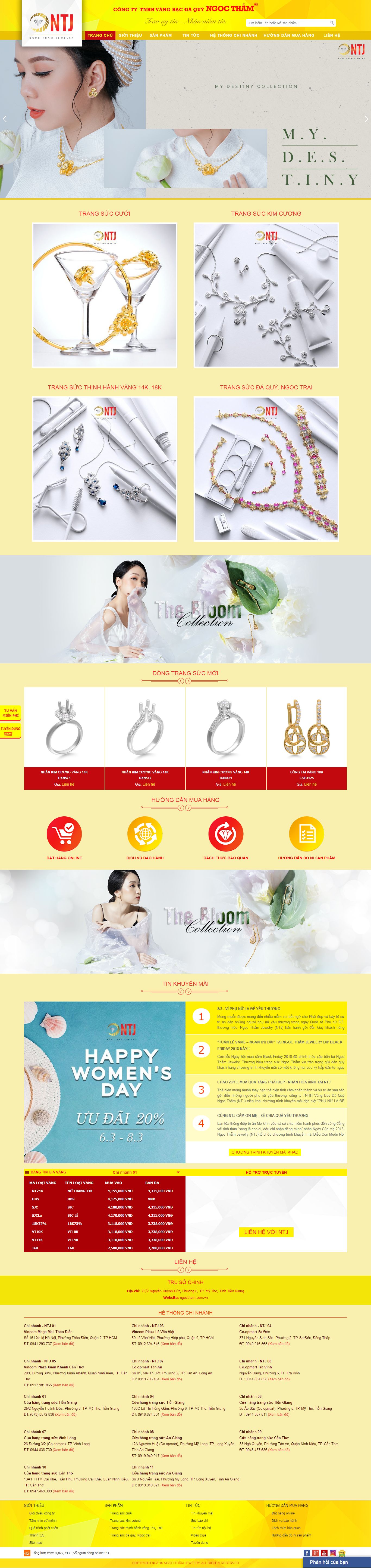 Thiết kế Web vàng bạc trang sức ngoctham.com.vn