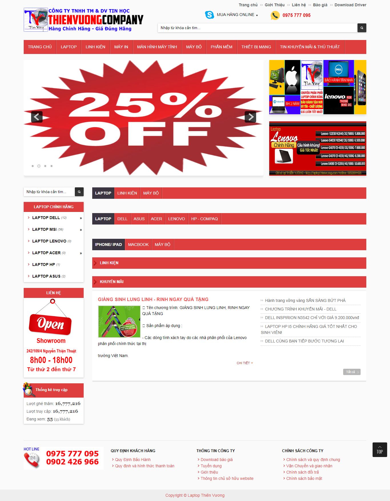 Thiết kế Web bán laptop laptopthienvuong.com