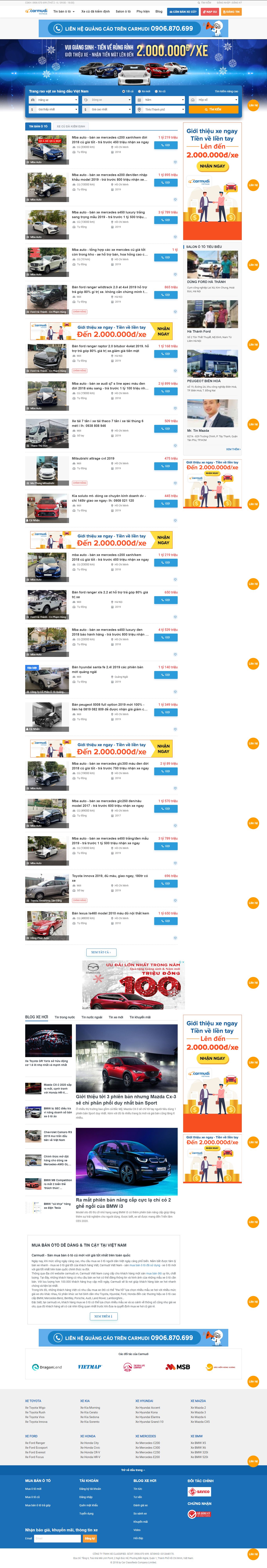 Thiết kế Web xe hơi Ô tô carmudi.vn