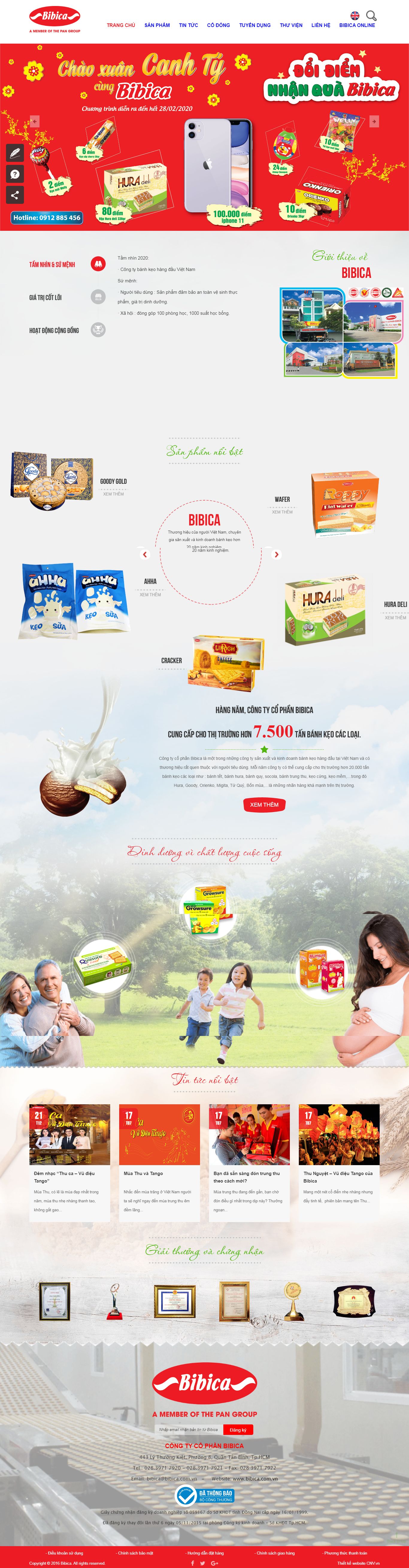 Thiết kế Web bán bánh kẹo bibica.com.vn