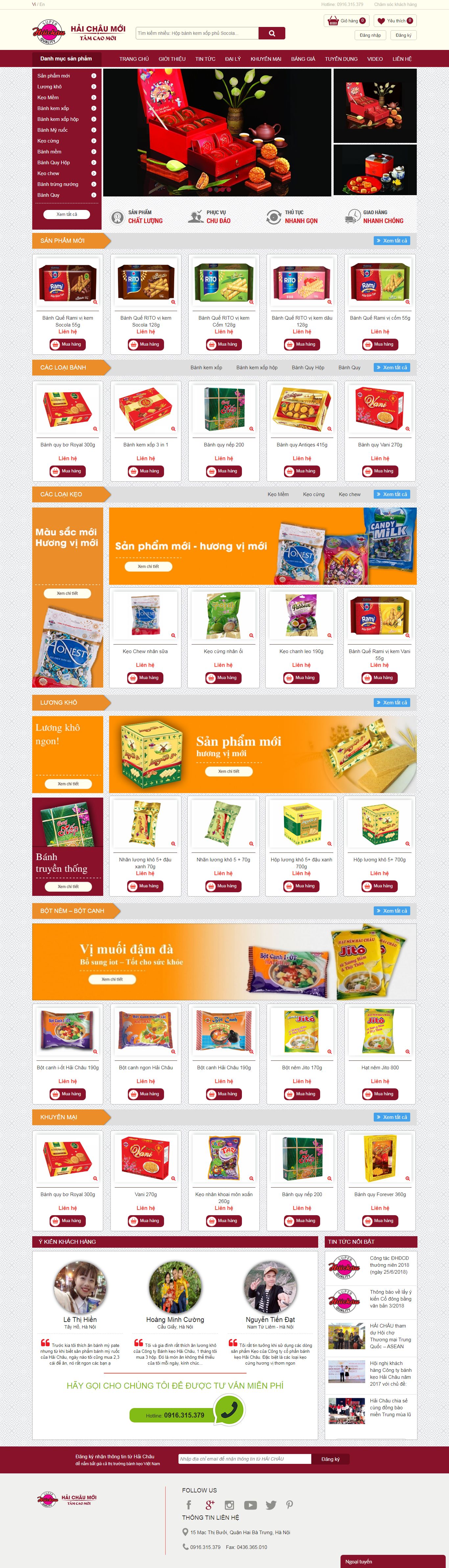 Thiết kế Web bán bánh kẹo haichau.com.vn