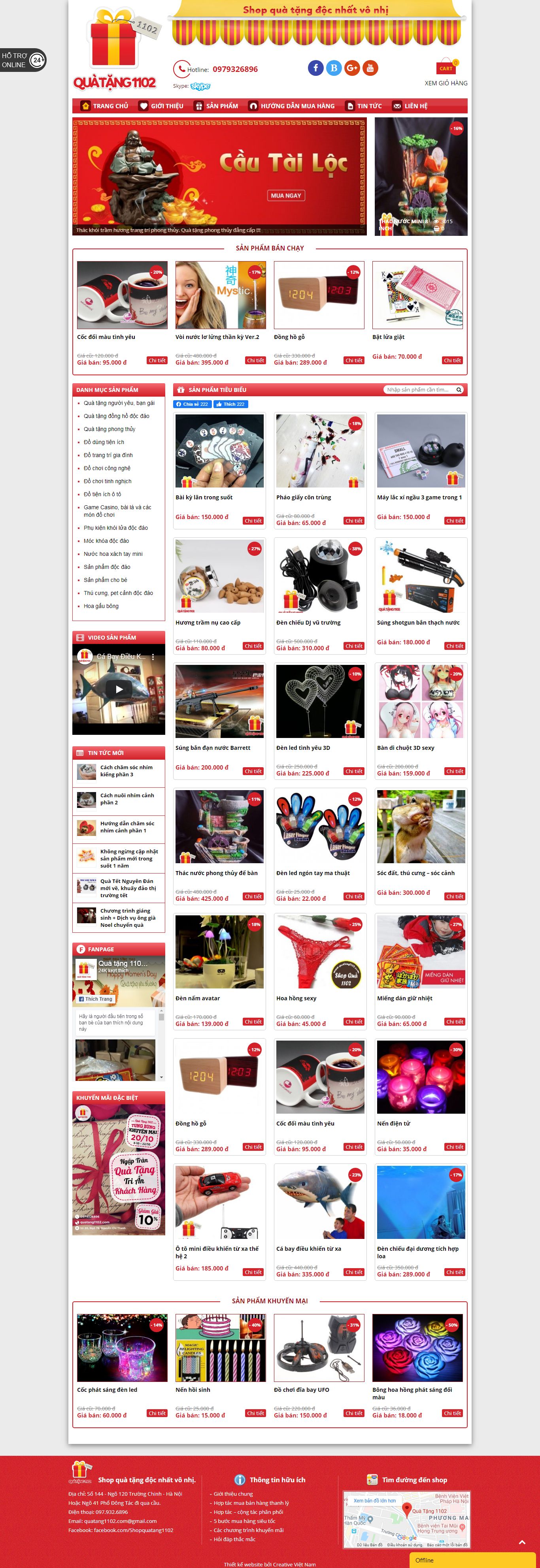 Thiết kế Web vật phẩm quà tặng quatang1102.com