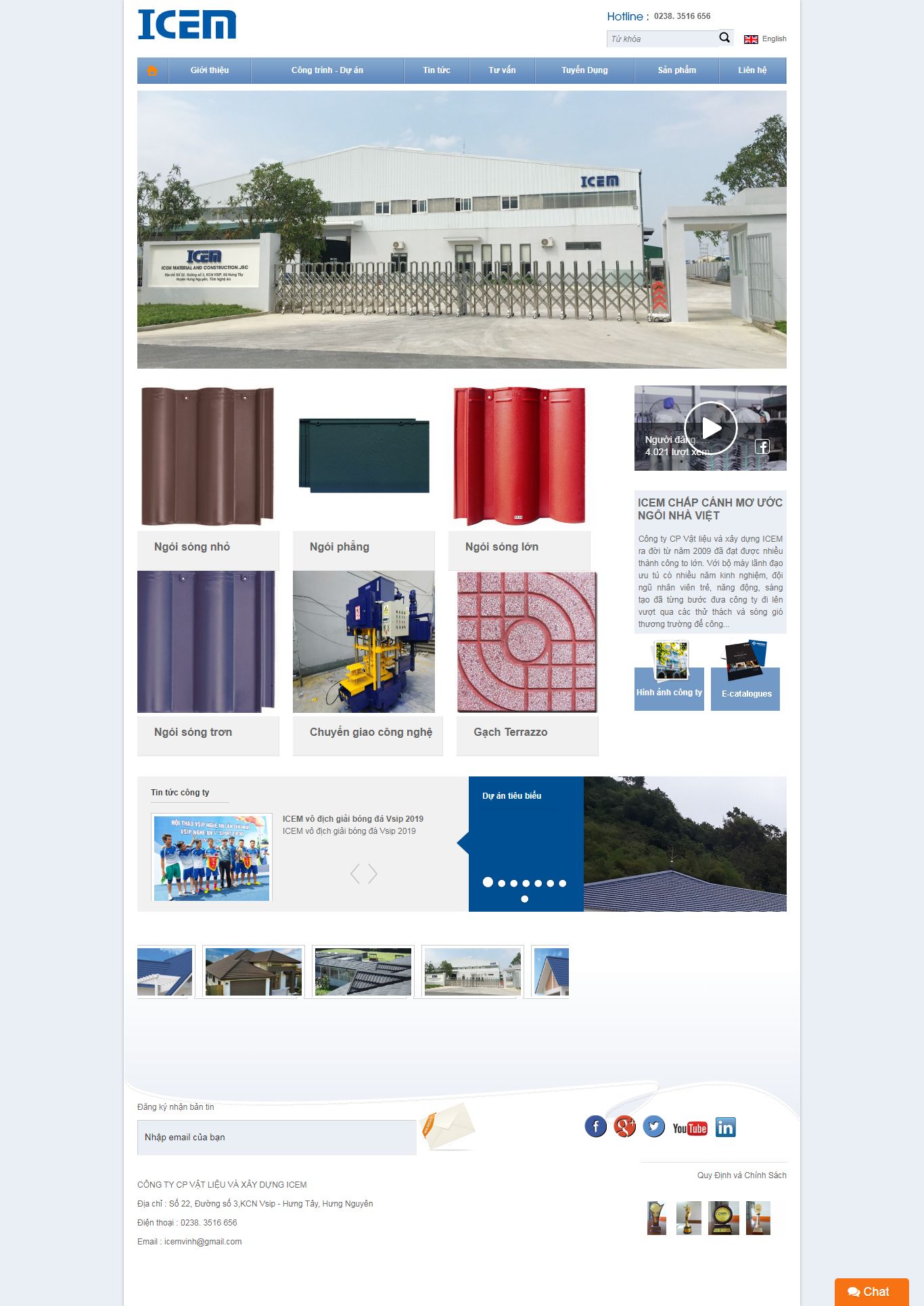 Thiết kế Web vật liệu xây dựng icemvinh.com.vn