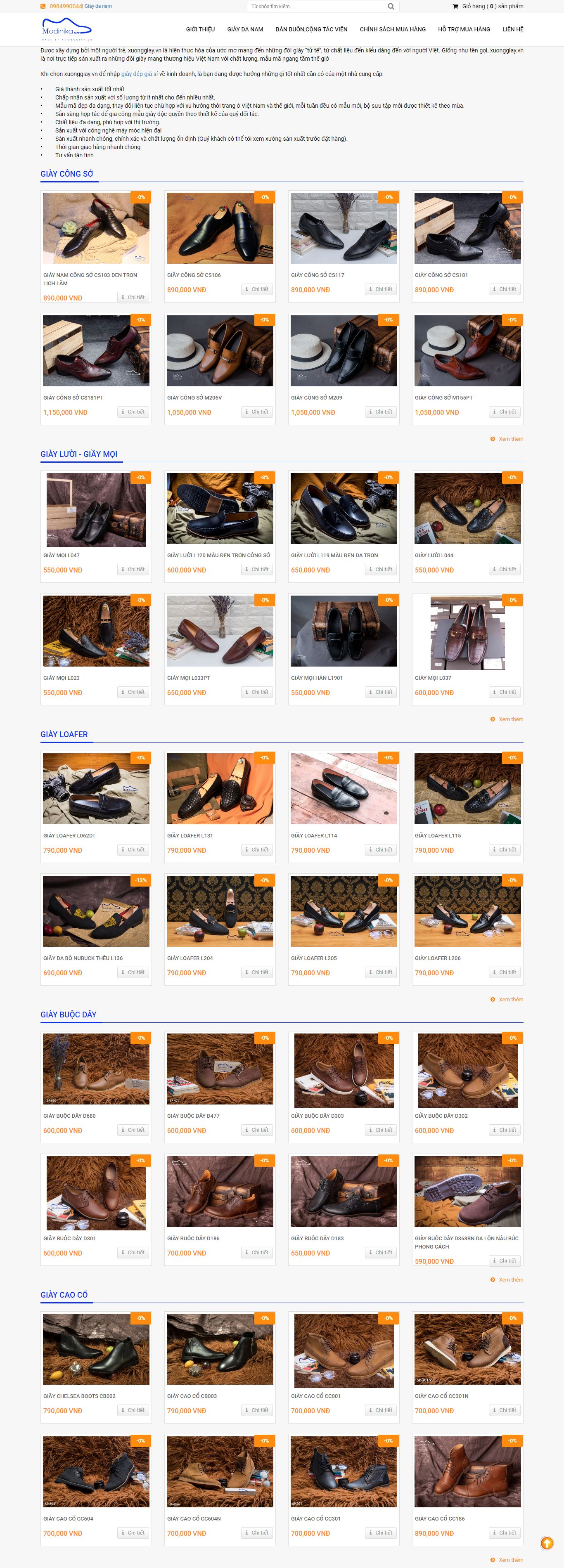 Thiết kế Web bán giày dép xuonggiay.vn