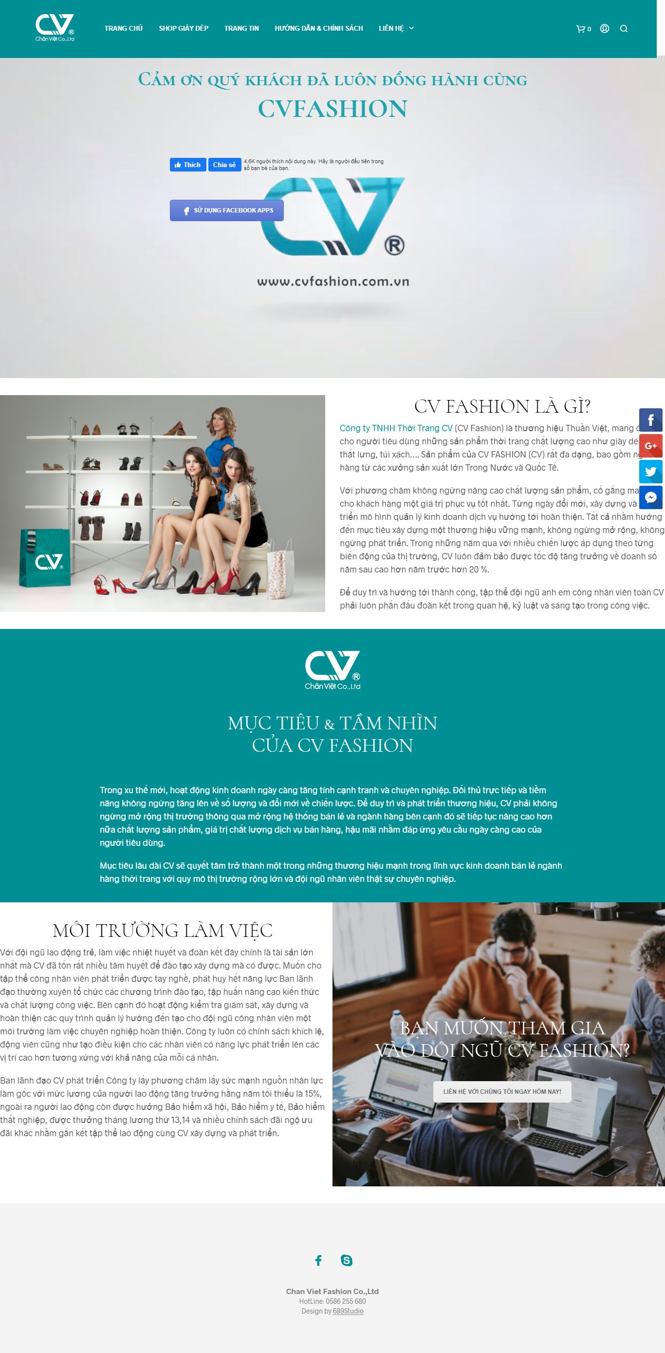Thiết kế Web bán giày dép cvfashion.com.vn
