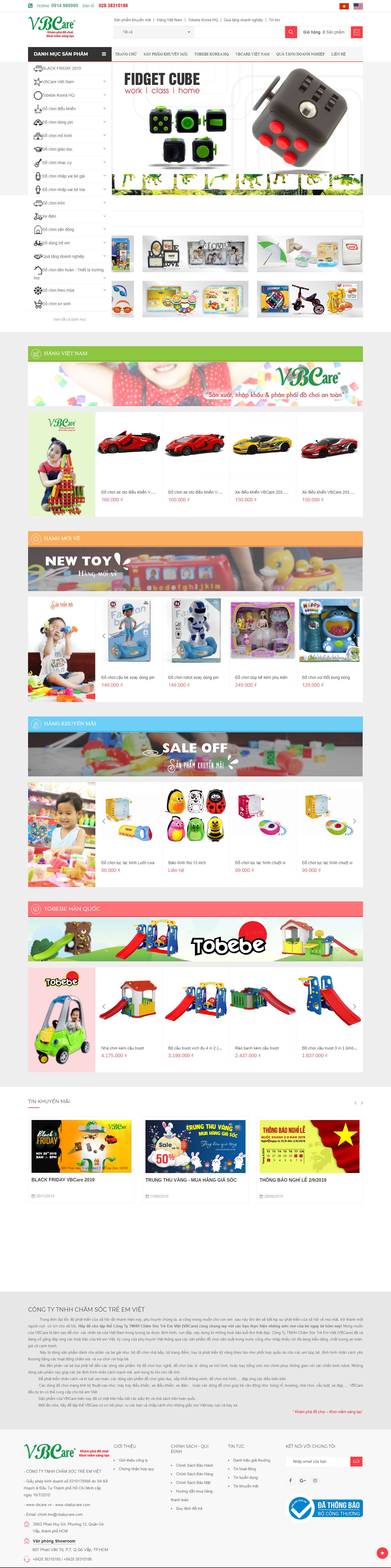 Thiết kế Web bán Đồ chơi trẻ em vbabycare.com