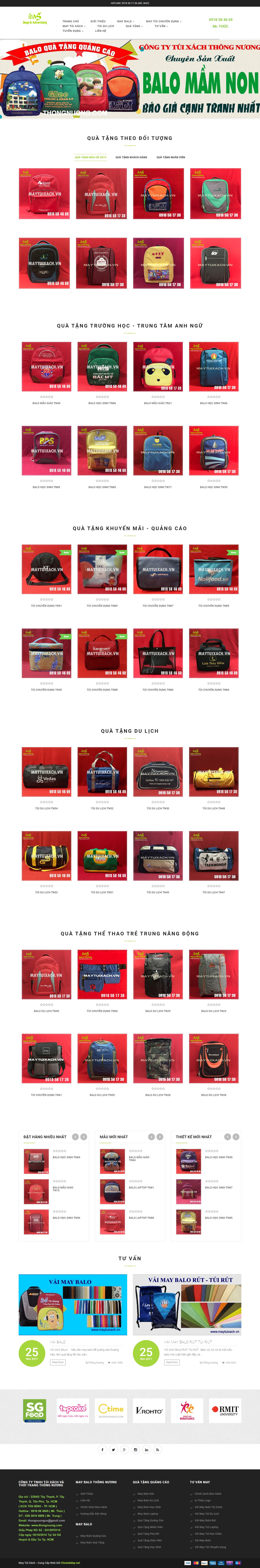 Thiết kế Web bán balo túi xách thongnuong.com