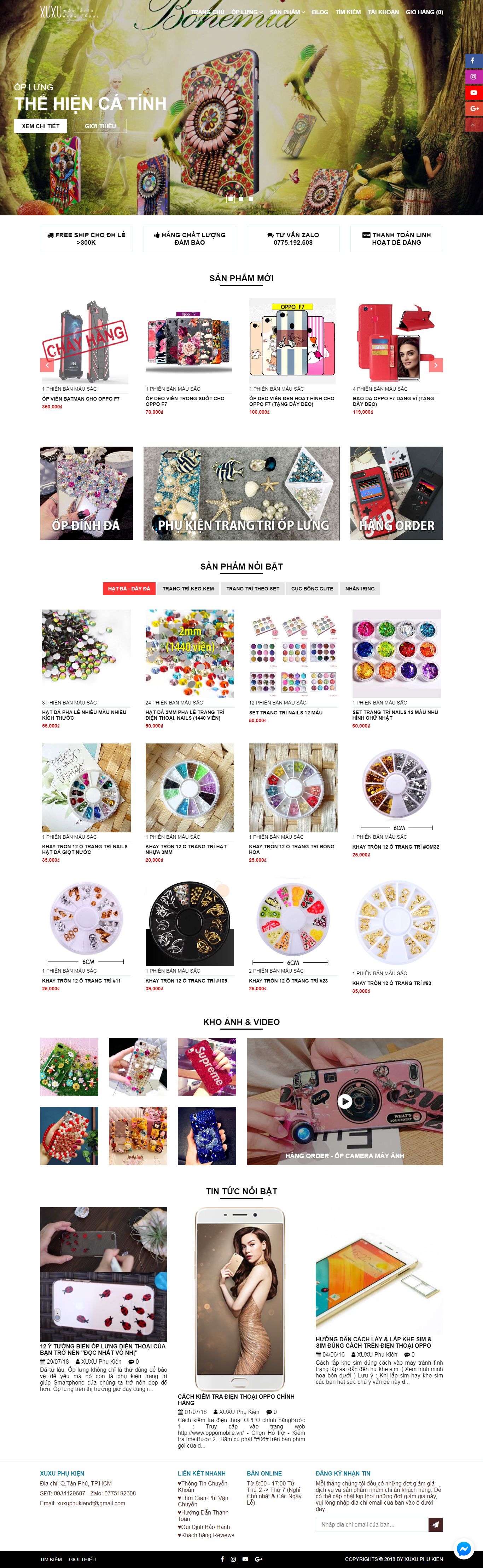 Thiết kế Web bán phụ kiện Điện thoại xuxuphukiendienthoai.com