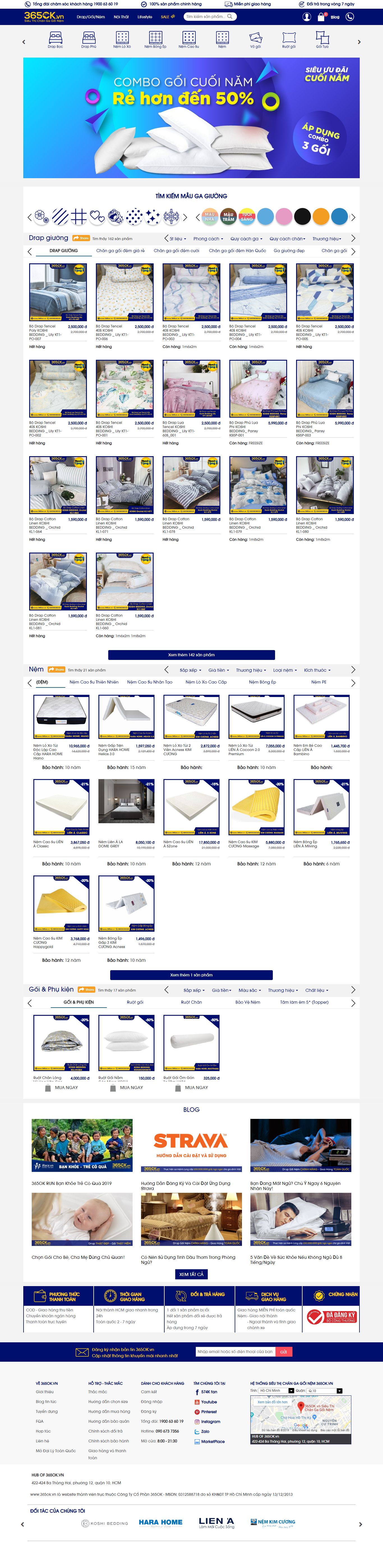 Thiết kế Web bán chăn ga gối Đệm 365ok.vn