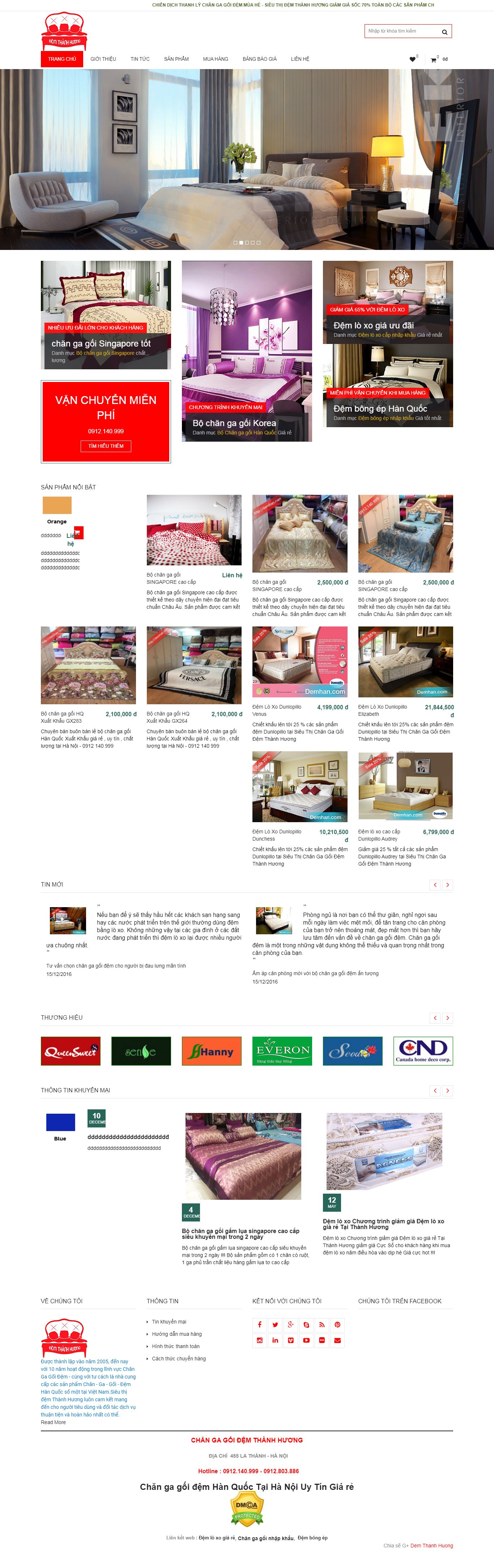 Thiết kế Web bán chăn ga gối Đệm demhan.com