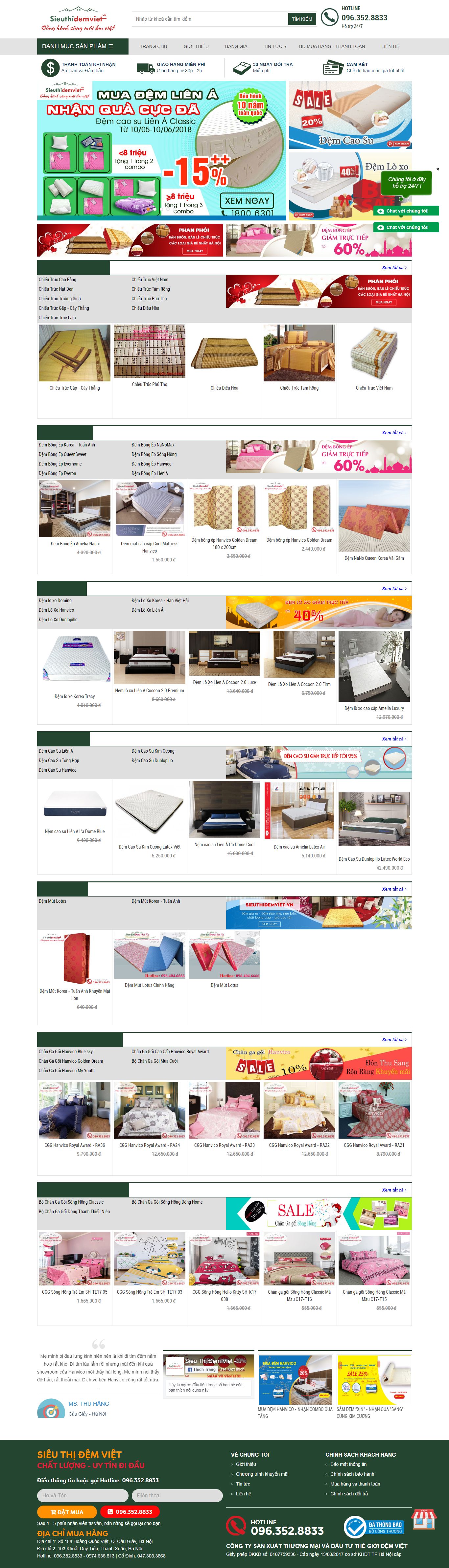 Thiết kế Web bán chăn ga gối Đệm sieuthidemviet.vn