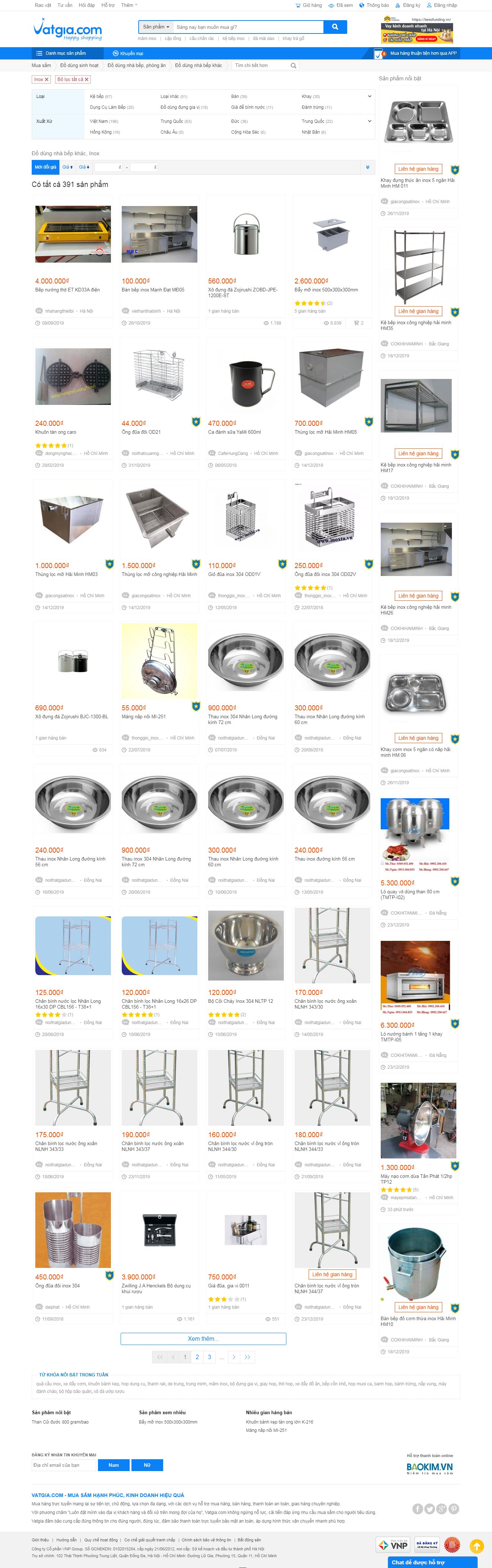 Thiết kế Web Đồ dùng inox vatgia.com