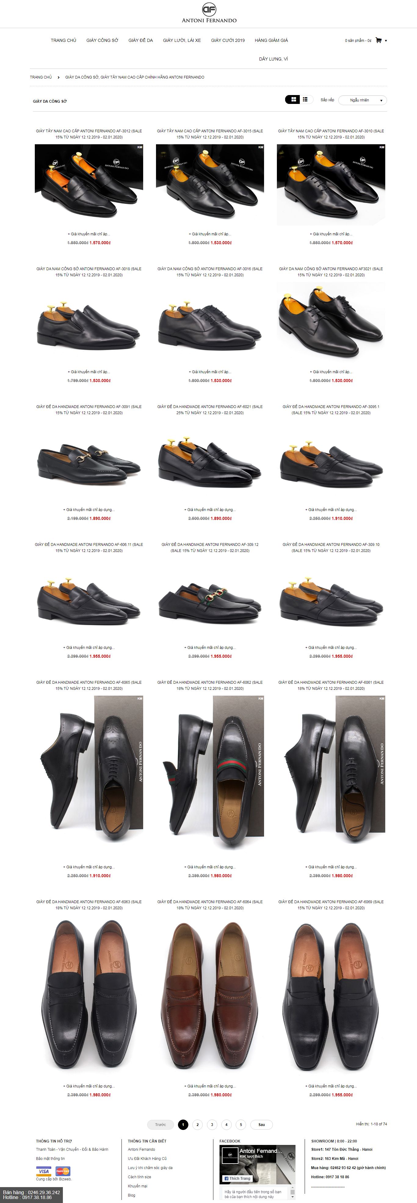 Thiết kế Web giầy da antoni.vn