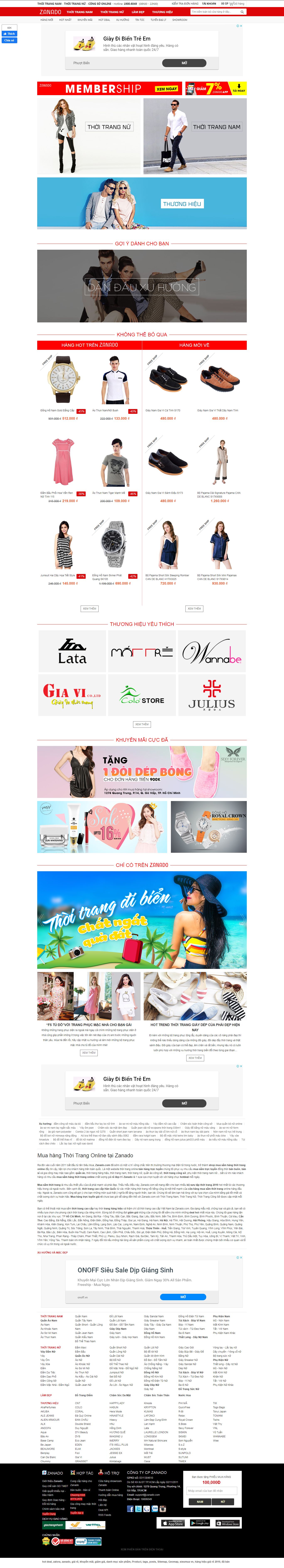 Thiết kế Web quần Áo zanado.com