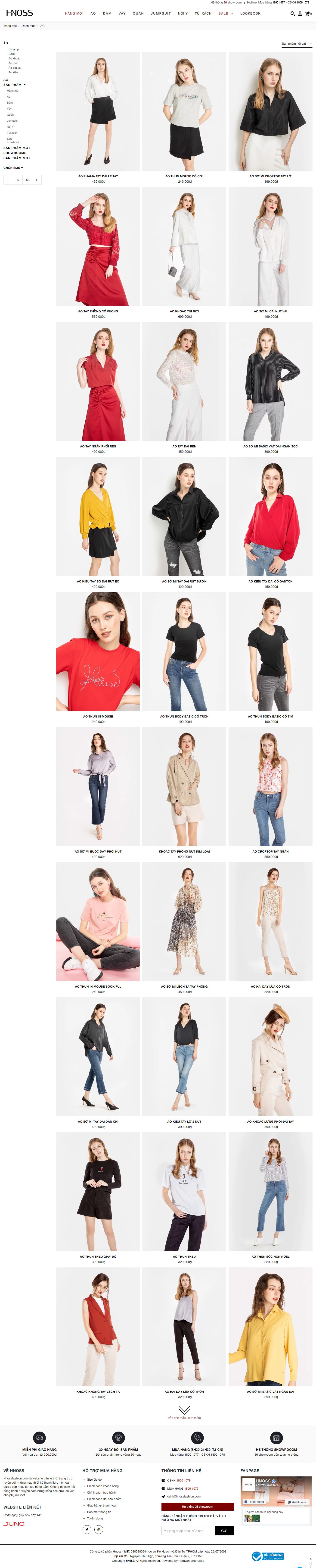Thiết kế Web quần Áo hnossfashion.com