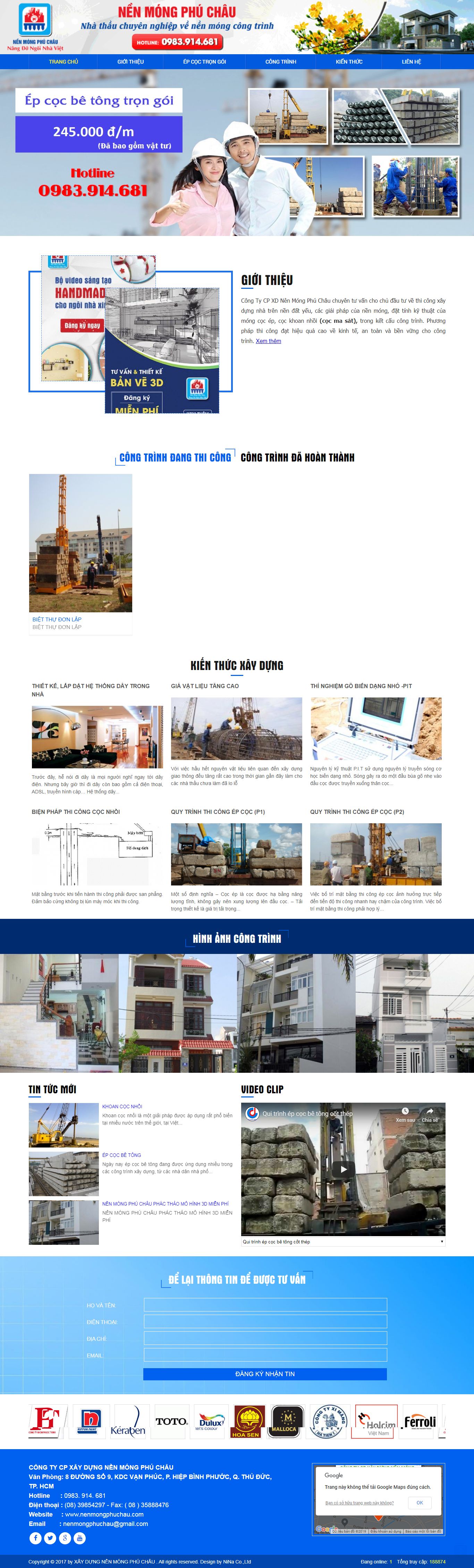 Thiết kế Web vật liệu xây dựng nenmongphuchau.com