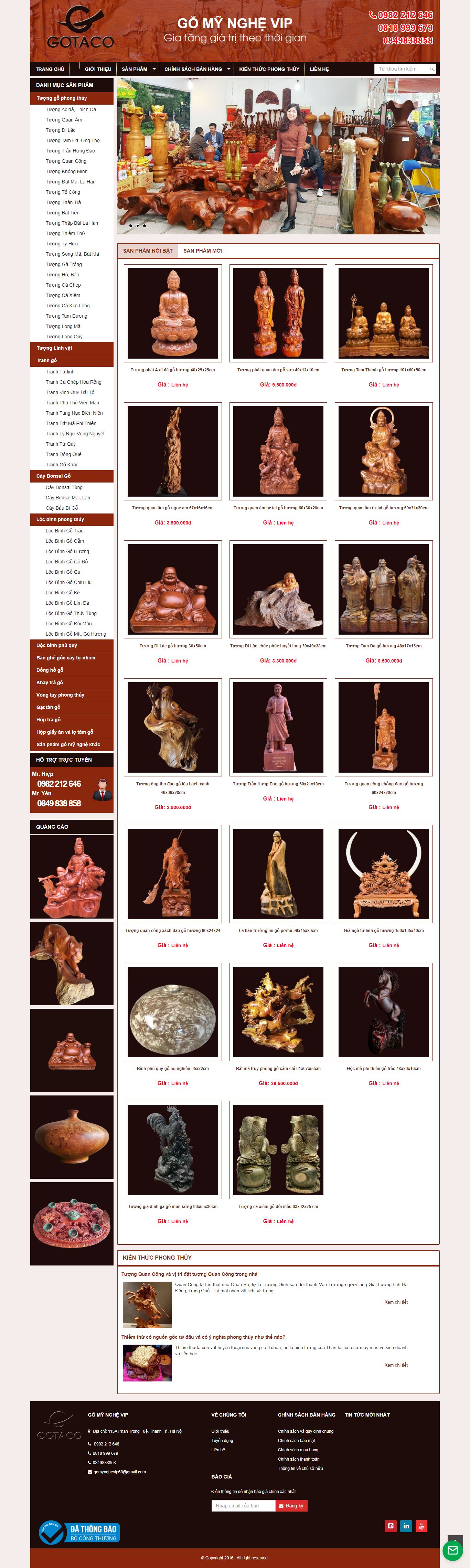 Thiết kế Web Đồ gỗ mỹ nghệ gomynghe88.com