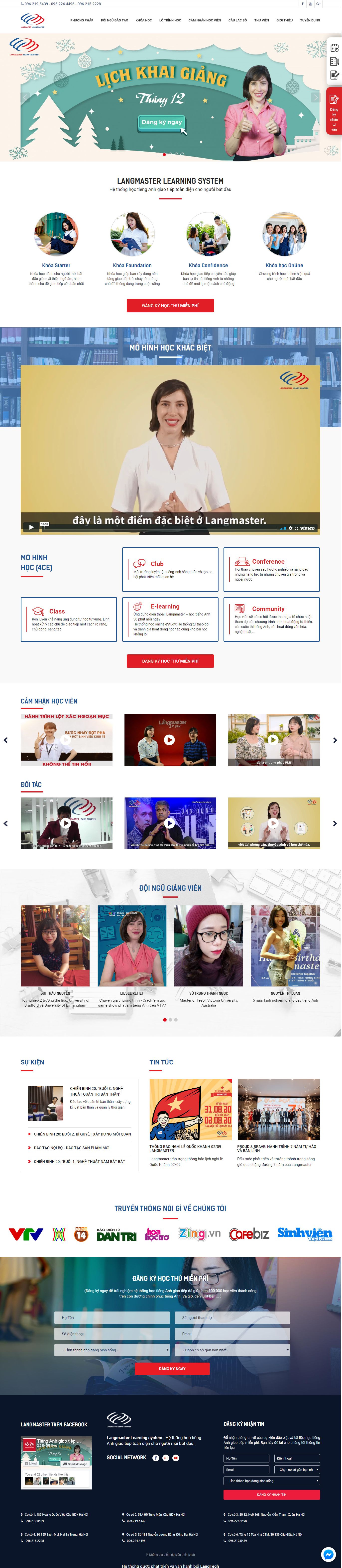 Thiết kế Web diễn Đàn giáo dục langmaster.edu.vn