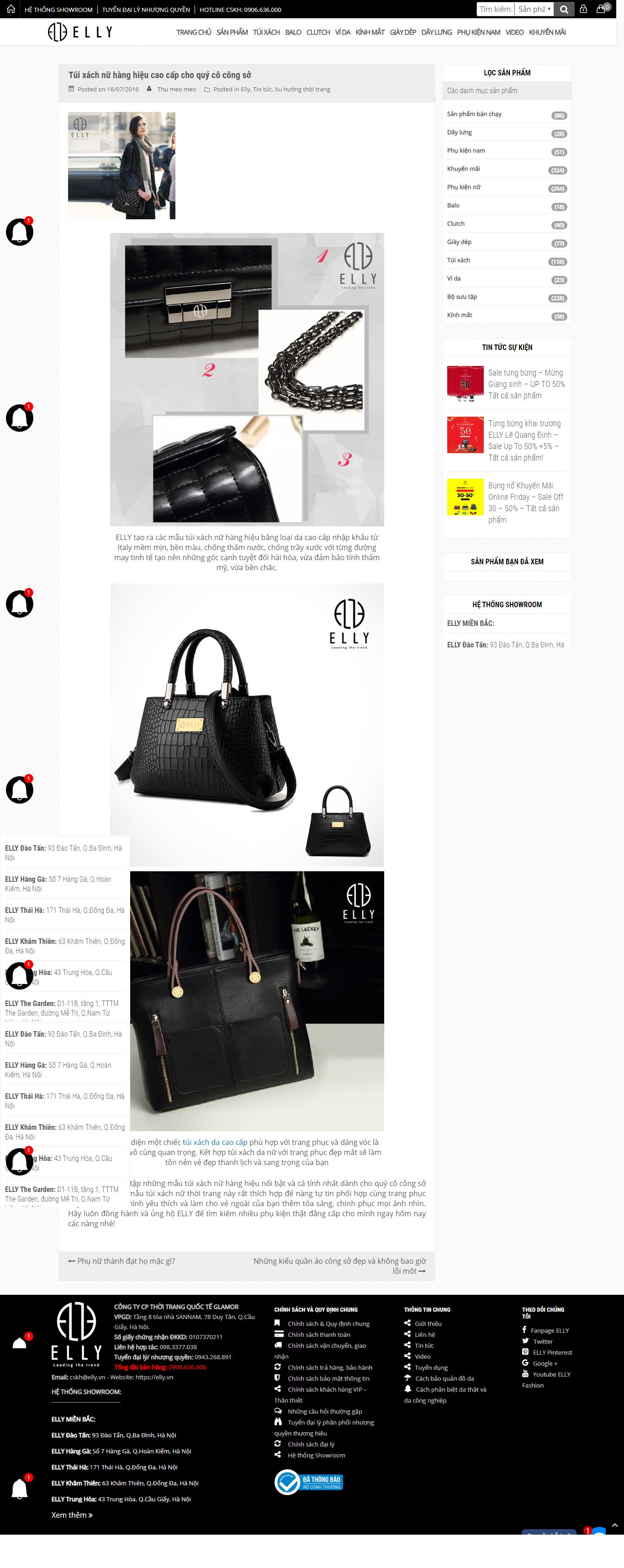 Thiết kế Web túi xách elly.vn