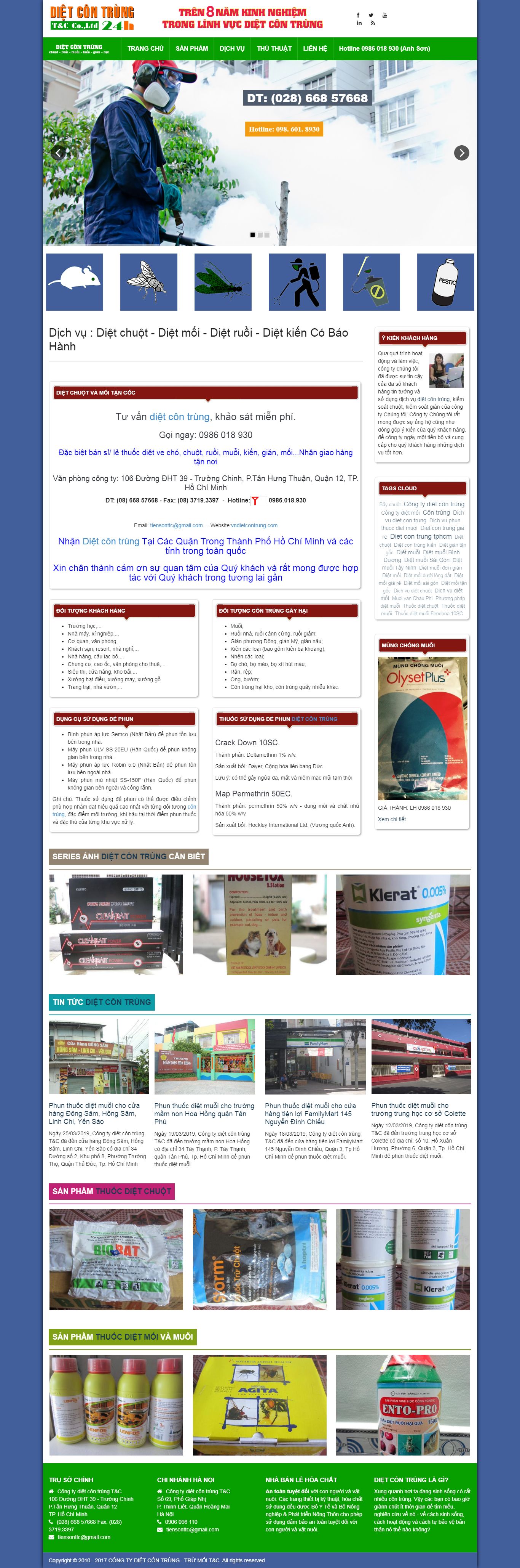 Thiết kế Web dịch vụ diệt côn trùng vndietcontrung.com