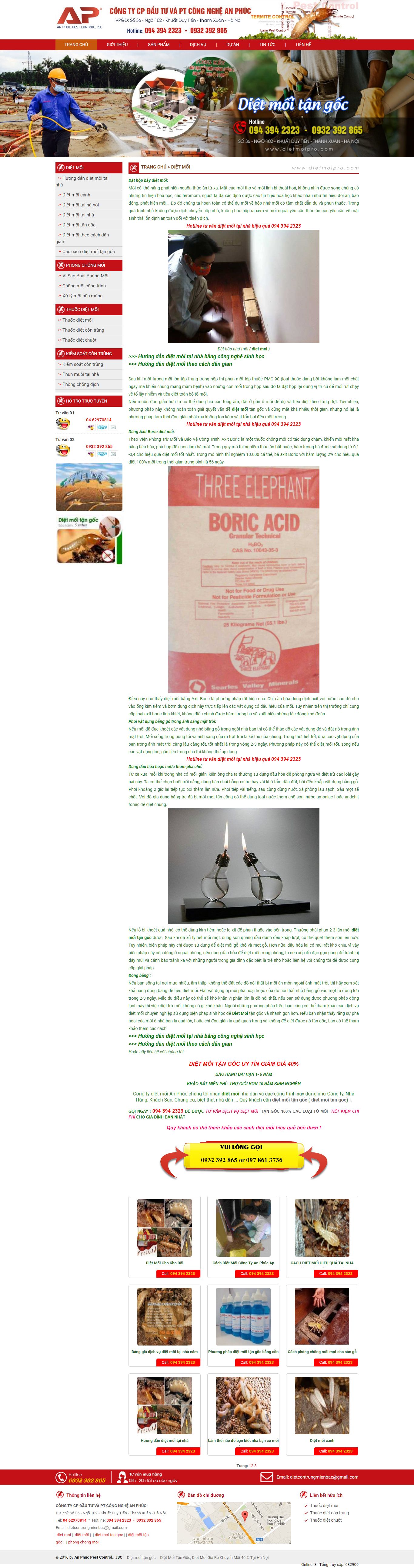 Thiết kế Web dịch vụ diệt côn trùng dietmoipro.com