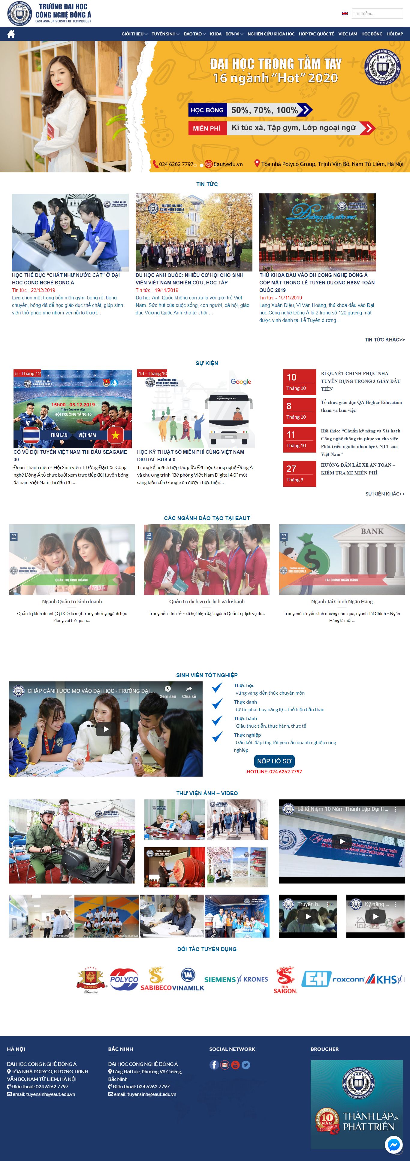 Thiết kế Web tuyển sinh eaut.edu.vn