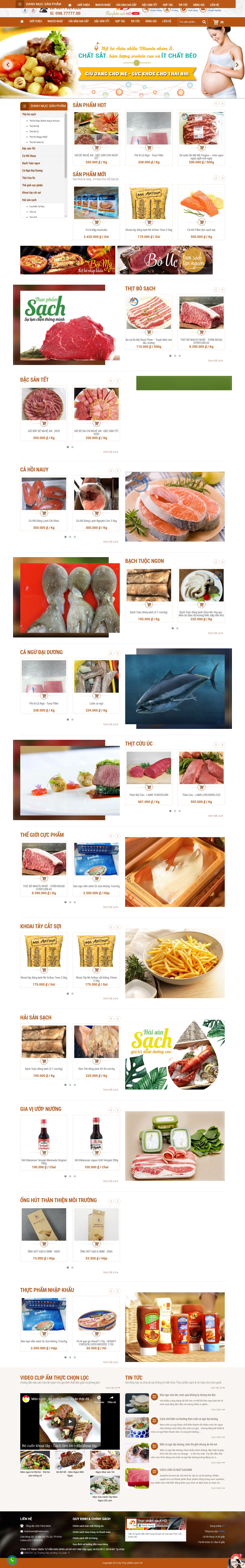 Thiết kế Web thực phẩm thucphamsachhd.com