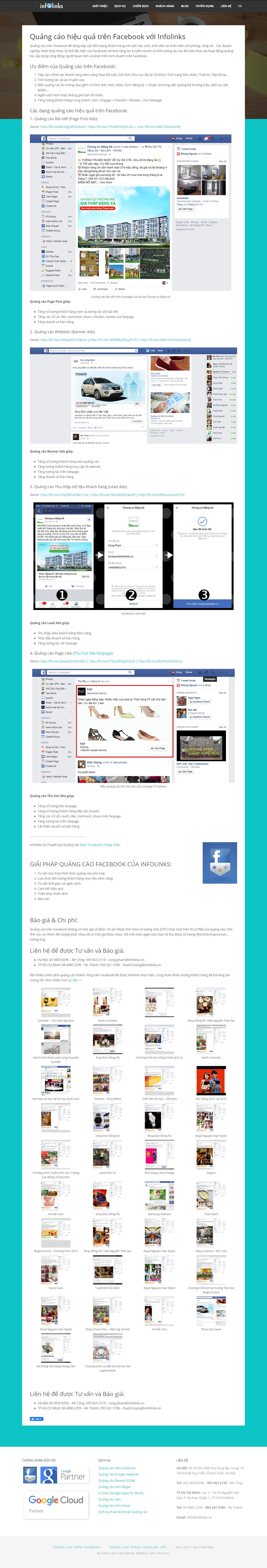 Thiết kế Web quảng cáo facebook infolinks.vn